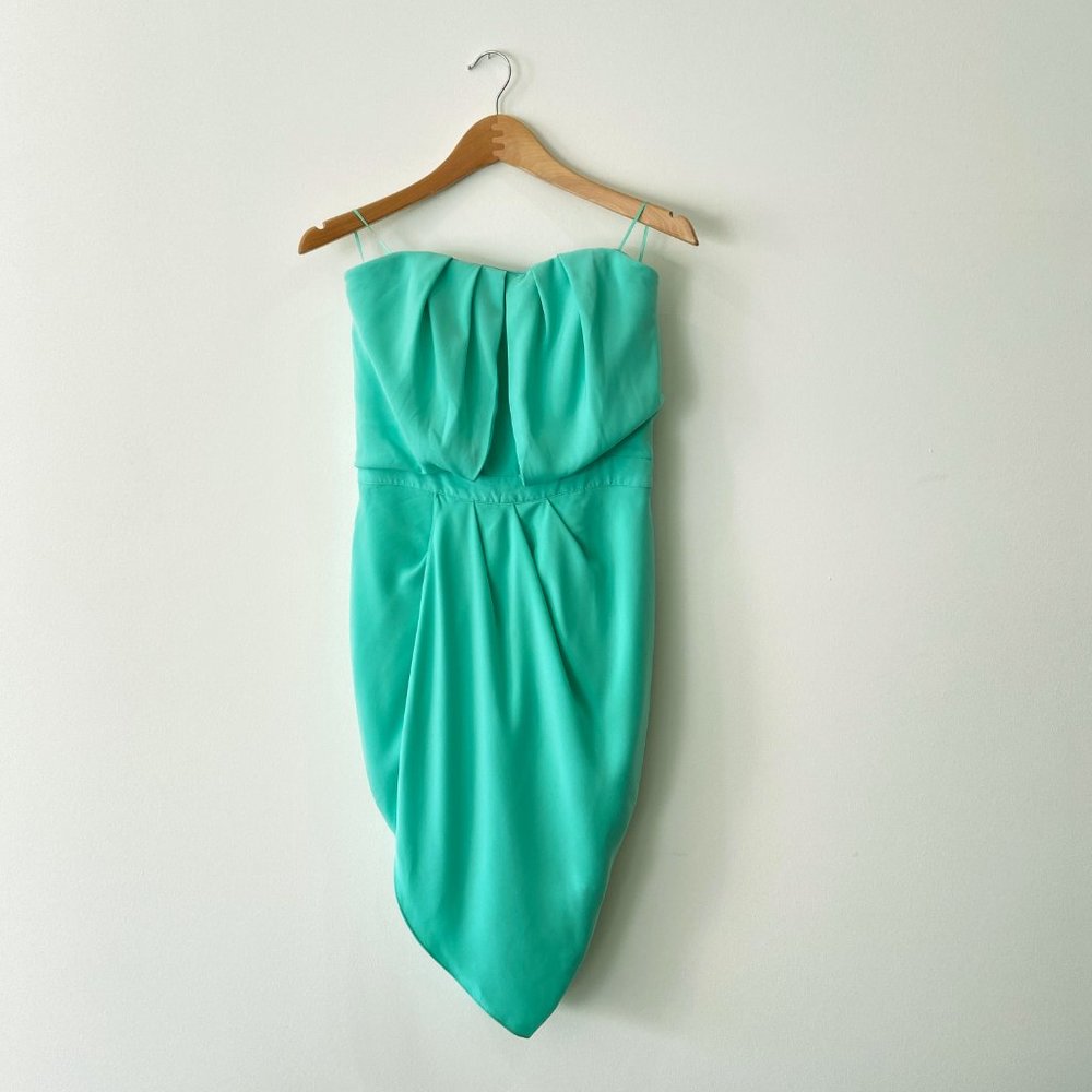 Guess Womens Mint Green Pleated Draped Strapless Grecian Cocktail Dress